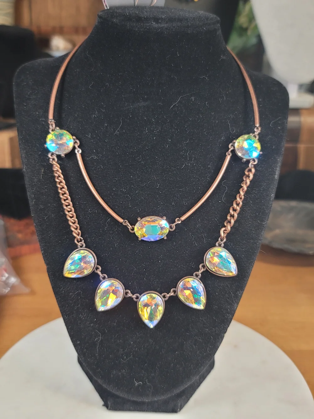 paparazzi Iridescent Crystal Teardrop Layered Necklace - Picture 1 of 1